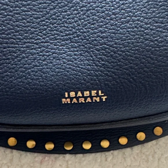 Isabel Marant Dark Blue Shoulder Bag with Gold Accents - Picture 2 of 10